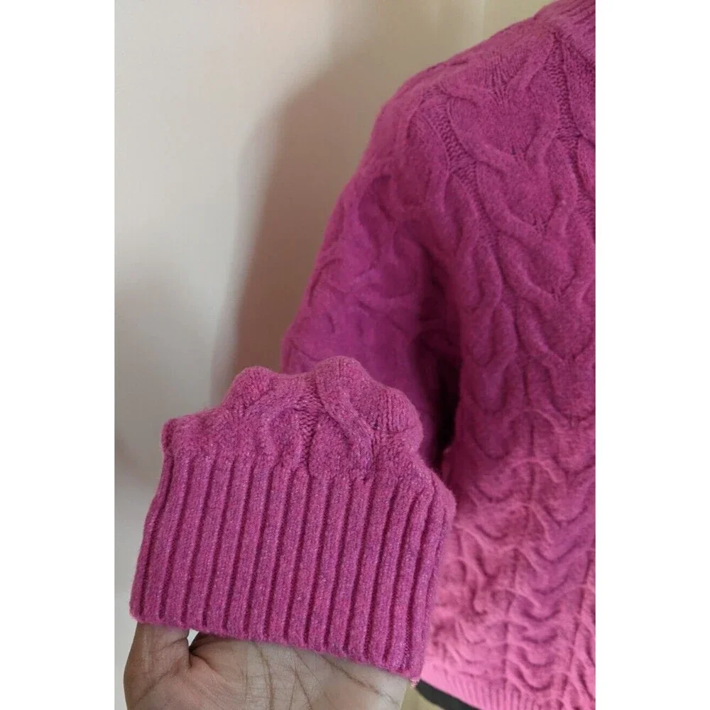 NWT Pink Rose Sweater Knit Fuschia Flame Casual Semi-Cropped Mock Neck Large